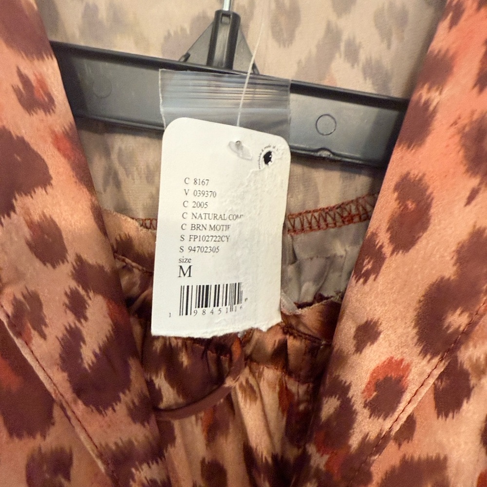 Free People Animal Print Long Sleeve Dress - Brown and Rust - Picture 7 of 8